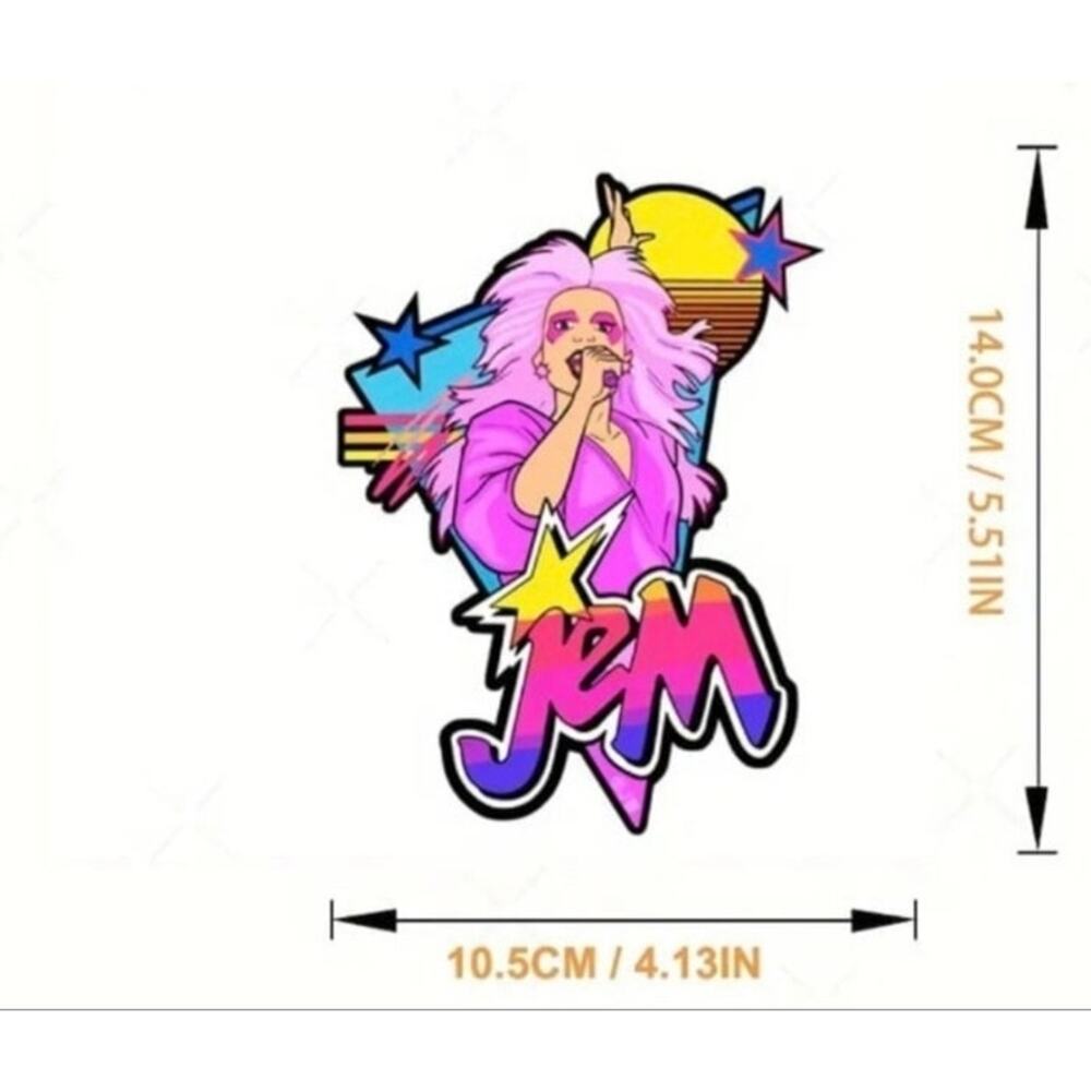 Vintage 80s Jem Pop rock singer adhesive Stickers for laptop tumbler cell, books
